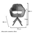 Ver imagem 3 de Poltrona Decorativa Zara Pé Giratório de Madeira Sala Recepção