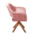 Ver imagem 4 de Poltrona Decorativa Zara Pé Giratório de Madeira Sala Recepção Rosa Rose