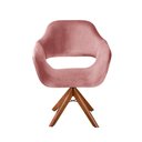 Ver imagem 2 de Poltrona Decorativa Zara Pé Giratório de Madeira Sala Recepção Rosa Rose