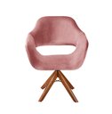 Ver imagem 2 de Poltrona Decorativa Zara Pé Giratório de Madeira Sala Recepção Rosa Rose