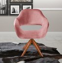 Ver imagem 1 de Poltrona Decorativa Zara Pé Giratório de Madeira Sala Recepção Rosa Rose