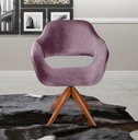 Ver imagem 1 de Poltrona Decorativa Zara Pé Giratório de Madeira Sala Recepção Roxo