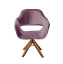 Ver imagem 2 de Poltrona Decorativa Zara Pé Giratório de Madeira Sala Recepção Roxo