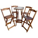 Ver imagem 2 de Kit 5 Conjuntos Bistrô Mesa com 4 Banquetas Dobráveis de Madeira Personalizada Hei - Imbuia