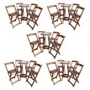 Ver imagem 1 de Kit 5 Conjuntos Bistrô Mesa com 4 Banquetas Dobráveis de Madeira Personalizada Hei - Imbuia