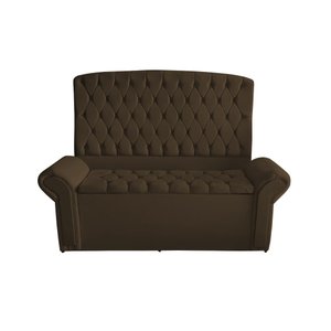 Kit de Quarto Cabeceira de Cama Box e Calçadeira Baú Dubai Casal Queen 160 Cm Suede Marrom Ec Móveis