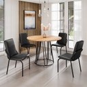 Ver imagem 1 de Conjunto Sala de Jantar Mesa Redonda 100cm Base Omega Tampo MDF Malibu Preto