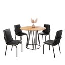 Ver imagem 2 de Conjunto Sala de Jantar Mesa Redonda 100cm Base Omega Tampo MDF Malibu Preto