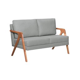 Sofa Namoradeira e Kit 2 Poltronas Mona:cinza Claro - 2