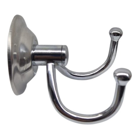 Cabide Duplo Gancho Porta Toalha Metal Cromado Hermetik