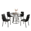 Ver imagem 2 de Conjunto Sala de Jantar Mesa Redonda 100cm Base Omega Tampo Mdf Laca com Vidro Malibu