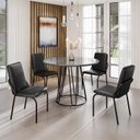 Ver imagem 1 de Conjunto Sala de Jantar Mesa Redonda 100cm Base Omega Tampo Mdf Laca com Vidro Malibu