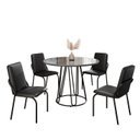 Ver imagem 2 de Conjunto Sala de Jantar Mesa Redonda 100cm Base Omega Tampo MDF Laca com Vidro Malibu Preto
