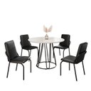 Ver imagem 2 de Conjunto Sala de Jantar Mesa Redonda 100cm Base Omega Tampo Mdf Laca com Vidro Malibu