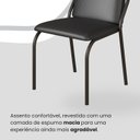 Ver imagem 6 de Conjunto Sala de Jantar Mesa Redonda 100cm Base Omega Tampo MDF Laca com Vidro Malibu Preto