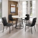 Ver imagem 1 de Conjunto Sala de Jantar Mesa Redonda 100cm Base Omega Tampo Mdf Laca com Vidro Malibu