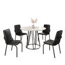 Ver imagem 2 de Conjunto Sala de Jantar Mesa Redonda 100cm Base Omega Tampo MDF Laca com Vidro Malibu Preto