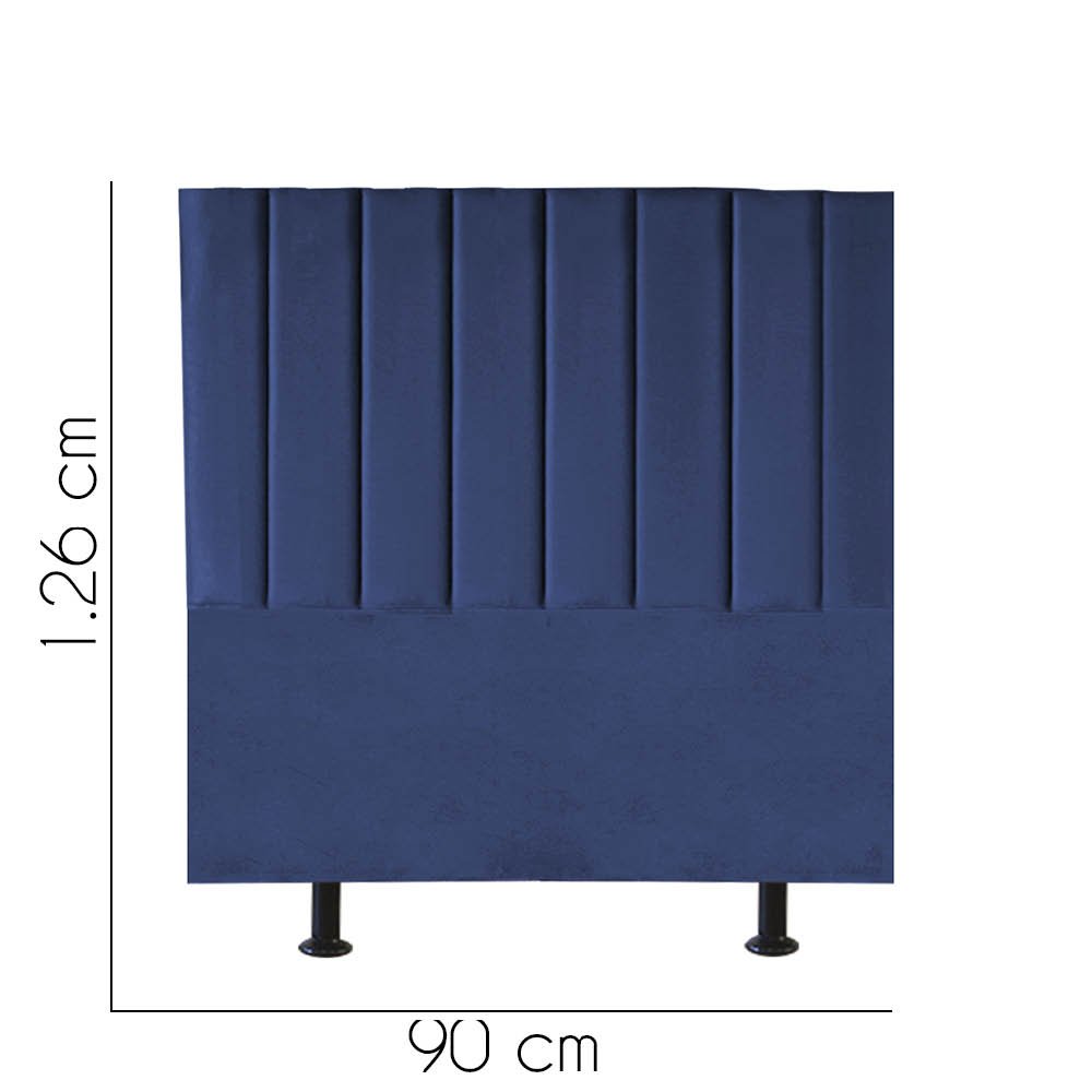 Cabeceira Estofada Carla 90CM Solteiro Suede Azul Marinho - D A DECOR - 3