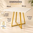 Ver imagem 3 de Mesa Santorine Jantar e Reunião 90cm Industrial MDF e Aço Off White/Dourado - Lh Móveis