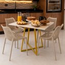 Ver imagem 7 de Mesa Santorine Jantar e Reunião 90cm Industrial MDF e Aço Off White/Dourado - Lh Móveis