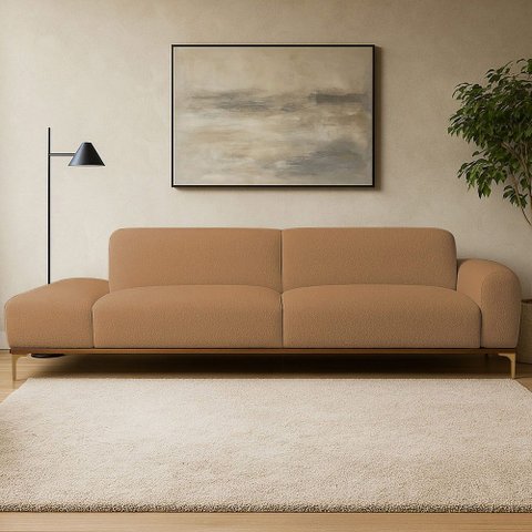 Sofá Living Unne 3 Lugares 210cm Terminal Direito Bouclé Terracota - Nexta Casa