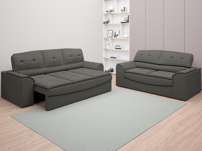 Conjunto de Sofá 2 e 3 Lugares Retrátil e Reclinável Polo Velosuede ...