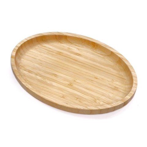 Bandeja Oval de Bambu 28cm Marrom