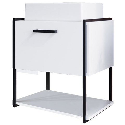 Gabinete Suspenso Banheiro 50 cm Com Cuba Preto Branco P1009 PP