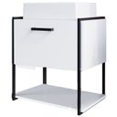 Ver imagem 1 de Gabinete Suspenso Banheiro 50 cm Com Cuba Preto Branco P1009 PP