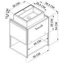 Ver imagem 4 de Gabinete Suspenso Banheiro 50 cm Com Cuba Preto Branco P1009 PP