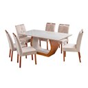 Ver imagem 2 de Conjunto Mesa Cristal com 6 Cadeiras em Madeira Maciça Estofada Cristal Authentic