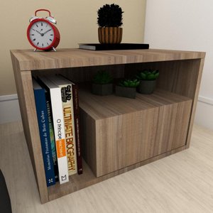 Mesa de Cabeceira Simples Amadeirado Minimalista Moderno Mesa Lateral Mdf