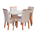 Ver imagem 5 de Conjunto Mesa Verona Tampo Off White com 4 Cadeiras Madeira Maciça, Detalhe em Botonê e Estofada Sophia 
