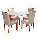Ver imagem 4 de Conjunto Mesa Verona Tampo Off White com 4 Cadeiras Madeira Maciça, Detalhe em Botonê e Estofada Sop