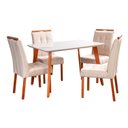 Ver imagem 3 de Conjunto Mesa Verona Tampo Off White com 4 Cadeiras Madeira Maciça, Detalhe em Botonê e Estofada Sop