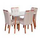 Ver imagem 5 de Conjunto Mesa Verona Tampo Off White com 4 Cadeiras Madeira Maciça, Detalhe em Botonê e Estofada Sop