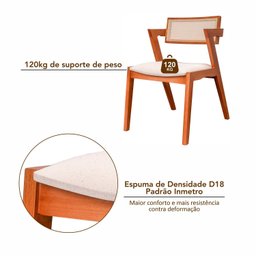 Conjunto Mesa Bérgamo com 8 Cadeiras em Madeira Maciça, Estofada e Rattan de Fibra 100% Natural Verona Authentic - 12