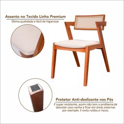Conjunto Mesa Bérgamo com 8 Cadeiras em Madeira Maciça, Estofada e Rattan de Fibra 100% Natural Verona Authentic - 15