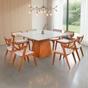 Ver imagem 1 de Conjunto Mesa Bérgamo com 8 Cadeiras Madeira Maciça, Estofada e Rattan de Fibra 100% Natural Verona
