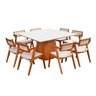 Conjunto Mesa Bérgamo com 8 Cadeiras Madeira Maciça, Estofada e Rattan de Fibra 100% Natural Verona  - 3