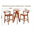 Ver imagem 4 de Conjunto Mesa Bistrô e 3 Banquetas Madeira Maciça, Estofada e Rattan de Fibra 100% Natural Nápoles 