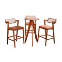 Ver imagem 2 de Conjunto Mesa Bistrô e 3 Banquetas Madeira Maciça, Estofada e Rattan de Fibra 100% Natural Nápoles m