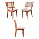 Ver imagem 6 de Kit 8 Cadeiras Madeira Maciça, Rattan de Fibra 100% Natural e Estofada Lívia Espresso Móveis Champagne/Linho Bege