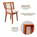 Ver imagem 7 de Kit 8 Cadeiras Madeira Maciça, Rattan de Fibra 100% Natural e Estofada Lívia Espresso Móveis Champagne/Linho Bege