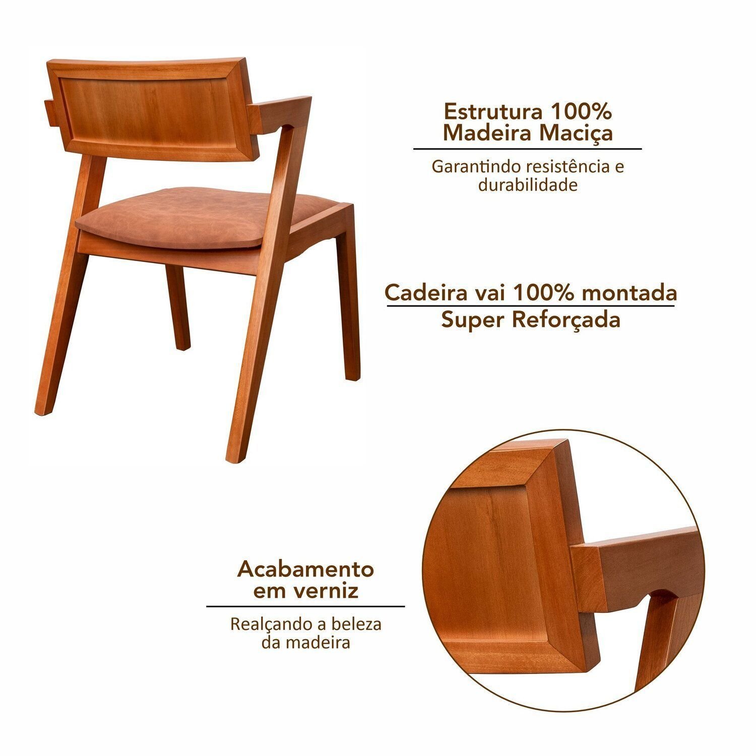 Kit 4 Cadeiras Madeira Maciça e Estofada Ímola Authentic Espresso