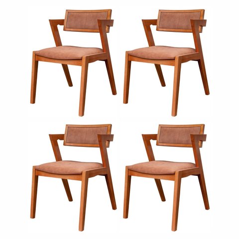 Kit 4 Cadeiras Madeira Maciça e Estofada Ímola Authentic Espresso Móveis 