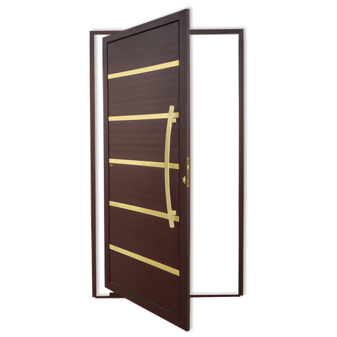 Porta Pivotante Lamb.Premium c/Puxador D. Sup.Marrom Corten Dourado 100 Brimak