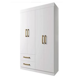 Guarda Roupa Solteiro 1,18m 4 Portas 2 Gavetas Recife New MobyCasa Moveis Branco - 1