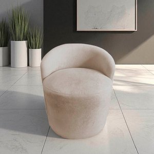 Poltrona Decorativa Yara Orgânica Veludo Bege