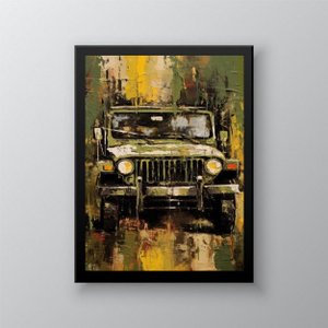 Quadro Decorativo Abstrato Jeep 45x34cm:moldura Branca